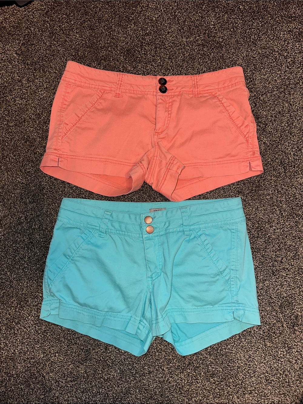BKE Women’s High-Waist Shorts in Coral and Aqua